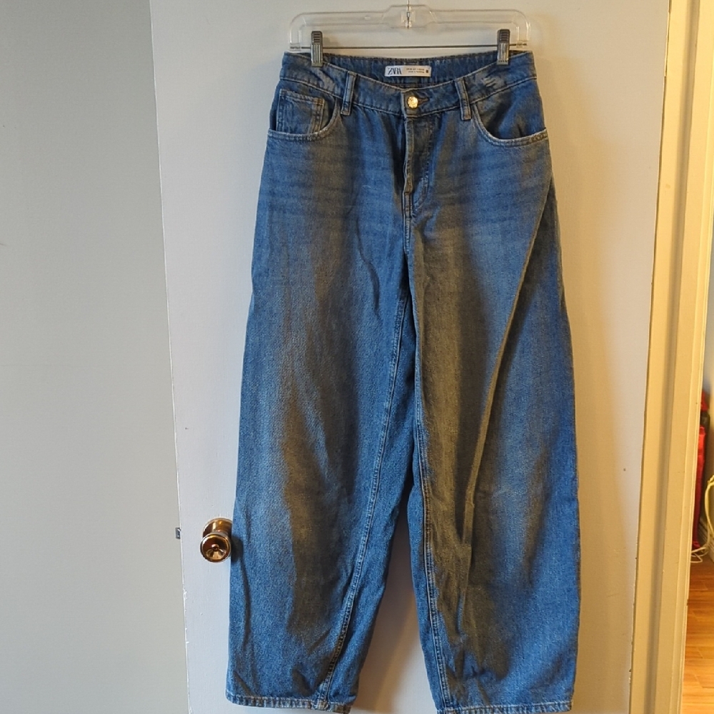Zara Denim Wide-Leg Pants